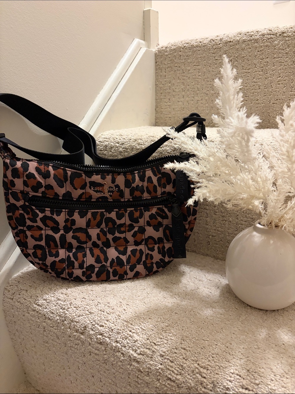 kate spade Leopard Print Nylon Crossbody - Brown & Black